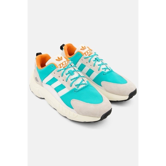 Adidas Men's Sz 9.5 ZX 22 Boost Shoes Cloud White/Semi Mint Rush/Solar Orange